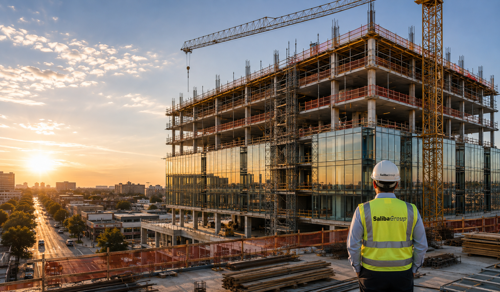 Saliba Group leadership overseeing a large-scale construction project.